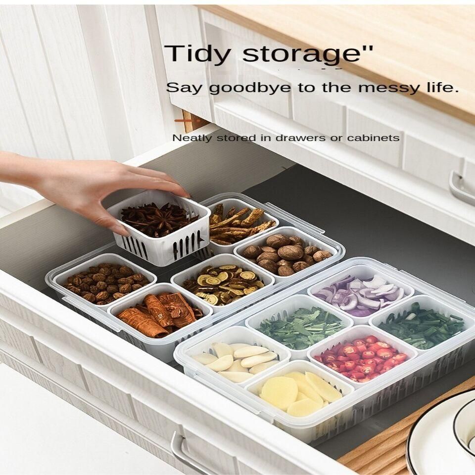 Multi-Compartment Refrigerator Storage Box