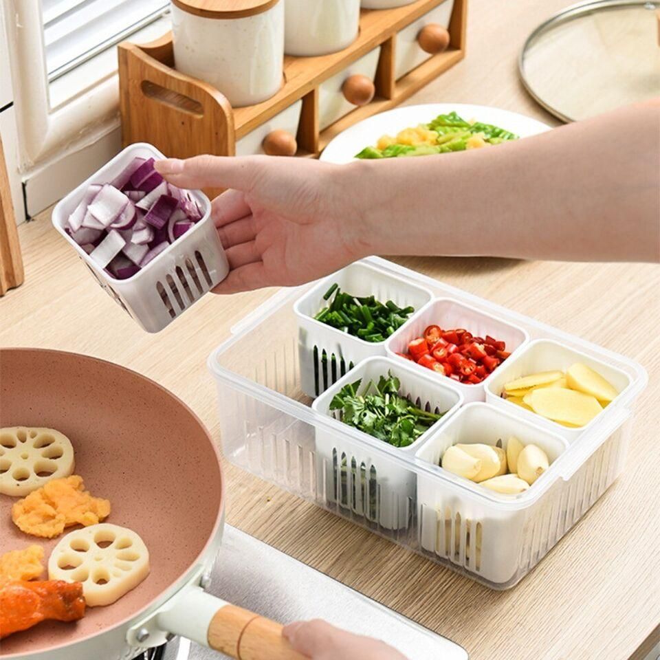 Multi-Compartment Refrigerator Storage Box