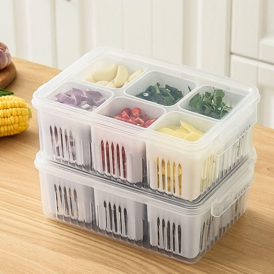 Multi-Compartment Refrigerator Storage Box