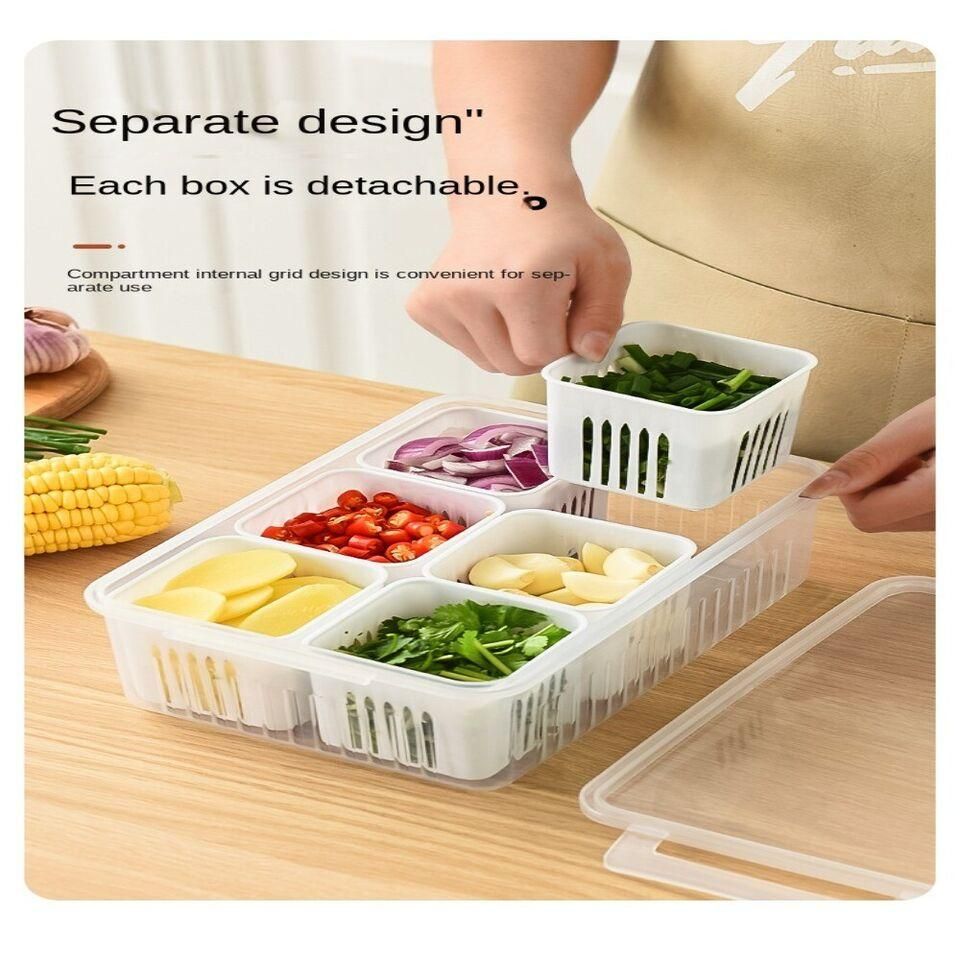 Multi-Compartment Refrigerator Storage Box